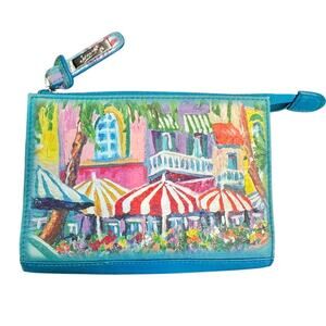 Jcon Los Angeles | T Mathis Hand Painted Artsy Leather Small Cosmetic Clutch Bag